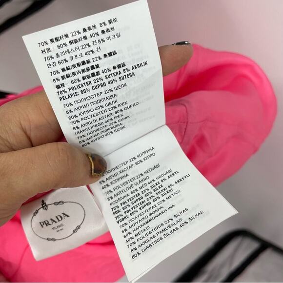 PRADA V-Neck Sleeveless A-Line Textured Dress in Neon Pink - Picture 7 of 7